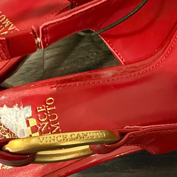 Vince Camuto Kemrie Red Patent Leather Slingback Kitten Heels - Picture 4 of 6